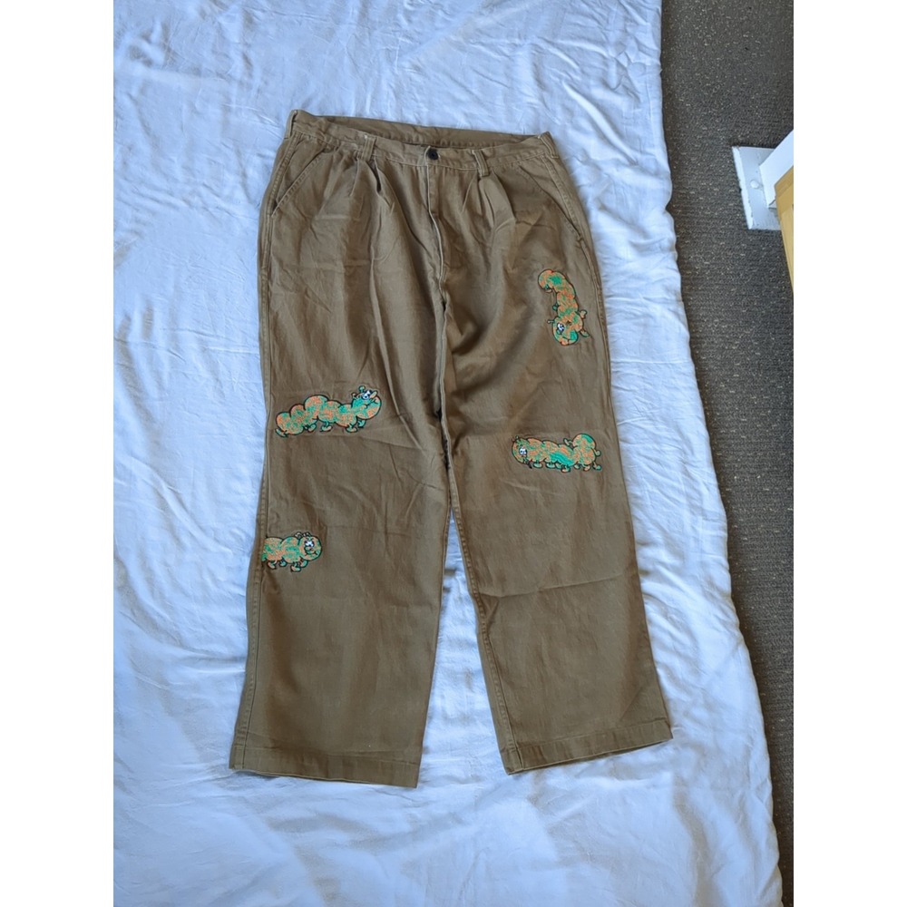 Brain Dead Caterpillar Pants Sz XL Brown‎ 36X28 Grunge Relaxed Straight Leg